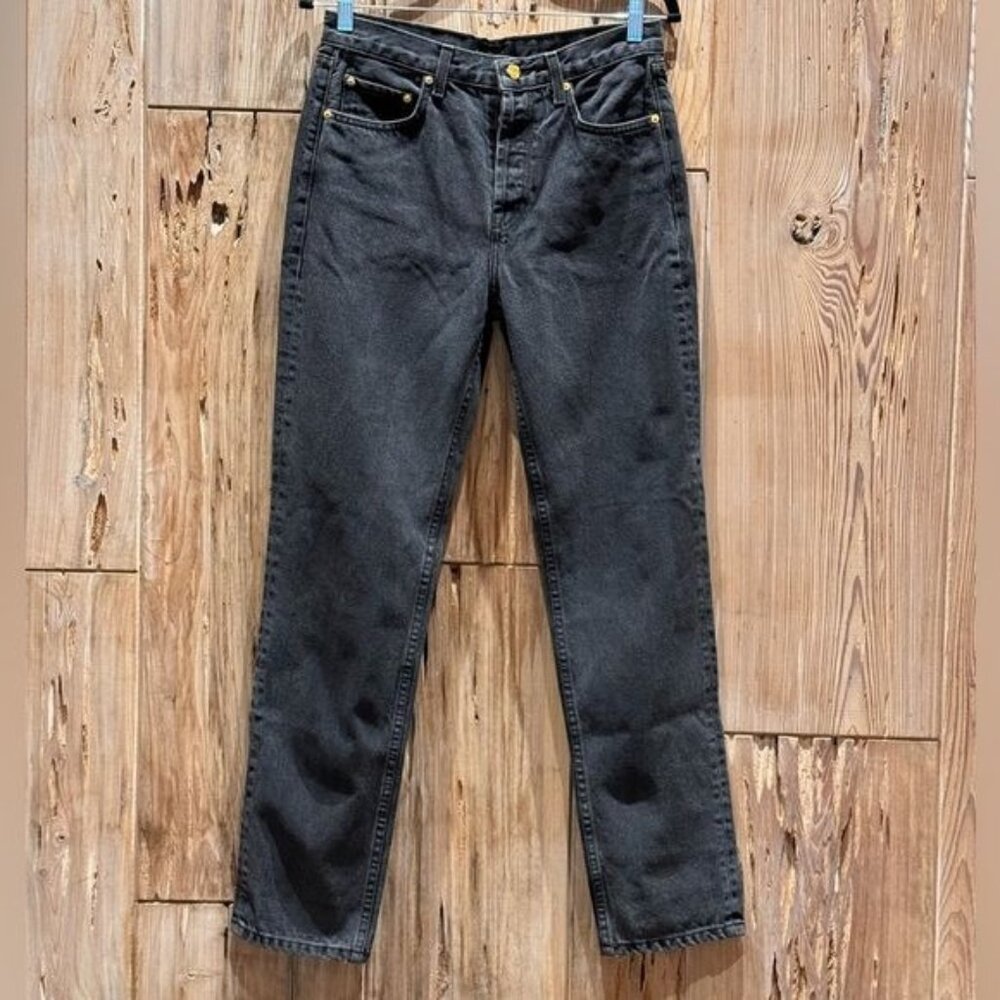 Jeu Illimité High Waisted Boyfriend Jeans Black/Charcoal Size 28 NWT Premium Den